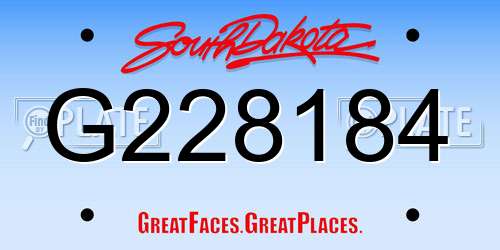 G228184 South Dakota License Plate