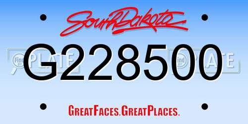 G228500 South Dakota License Plate