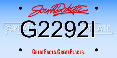 G2292I South Dakota License Plate