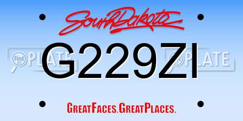 G229ZI South Dakota License Plate