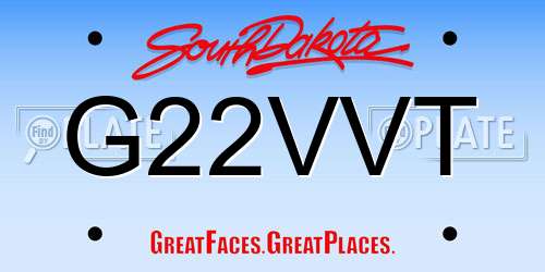 G22VVT South Dakota License Plate