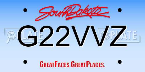 G22VVZ South Dakota License Plate