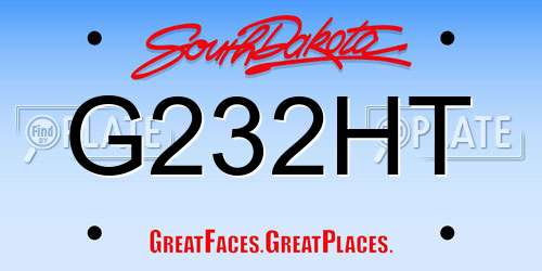 G232HT South Dakota License Plate