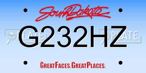 G232HZ South Dakota License Plate