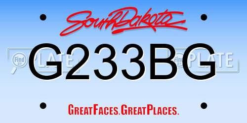 G233BG South Dakota License Plate
