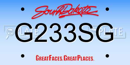 G233SG South Dakota License Plate