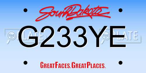 G233YE South Dakota License Plate