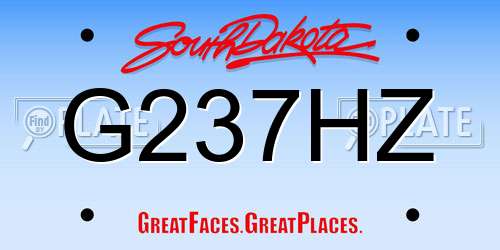 G237HZ South Dakota License Plate