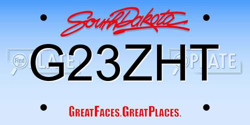G23ZHT South Dakota License Plate