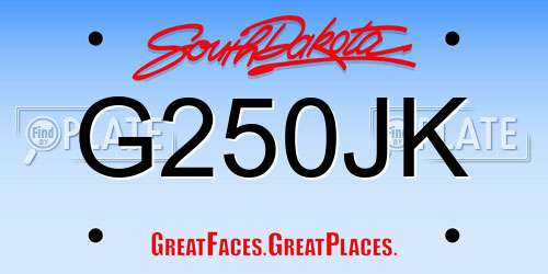 G250JK South Dakota License Plate