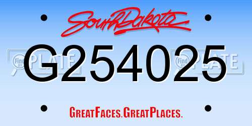 G254025 South Dakota License Plate