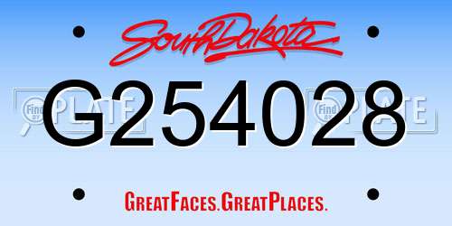 G254028 South Dakota License Plate