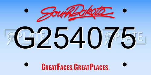 G254075 South Dakota License Plate
