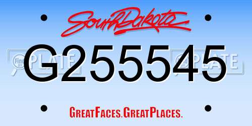 G255545 South Dakota License Plate
