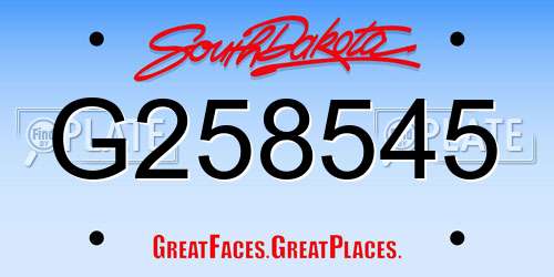 G258545 South Dakota License Plate