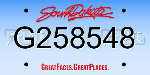 G258548 South Dakota License Plate