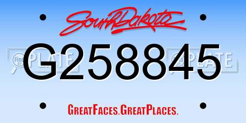 G258845 South Dakota License Plate