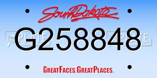 G258848 South Dakota License Plate