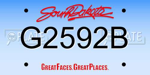 G2592B South Dakota License Plate