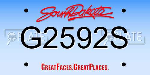G2592S South Dakota License Plate