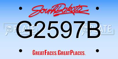 G2597B South Dakota License Plate