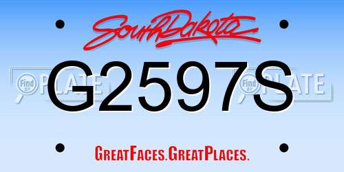 G2597S South Dakota License Plate