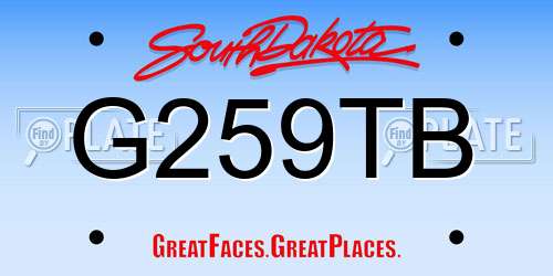 G259TB South Dakota License Plate