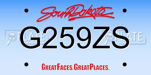 G259ZS South Dakota License Plate