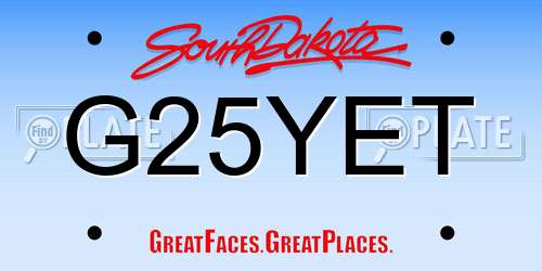 G25YET South Dakota License Plate