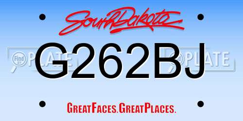 G262BJ South Dakota License Plate