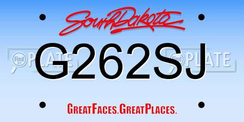 G262SJ South Dakota License Plate