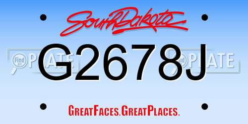 G2678J South Dakota License Plate
