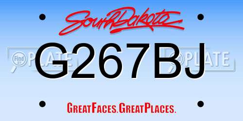 G267BJ South Dakota License Plate