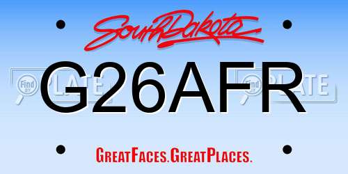 G26AFR South Dakota License Plate