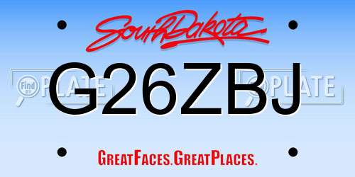 G26ZBJ South Dakota License Plate