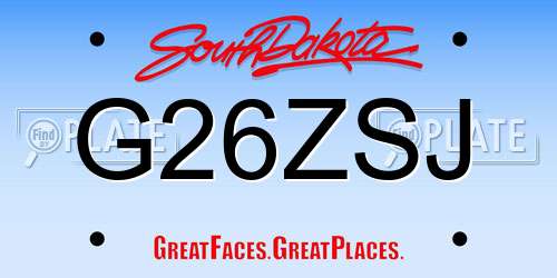 G26ZSJ South Dakota License Plate