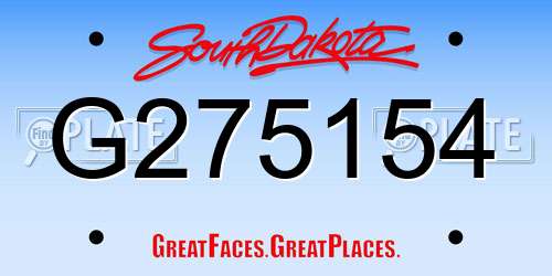 G275154 South Dakota License Plate