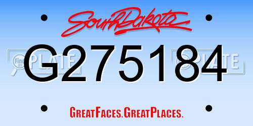 G275184 South Dakota License Plate