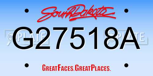 G27518A South Dakota License Plate