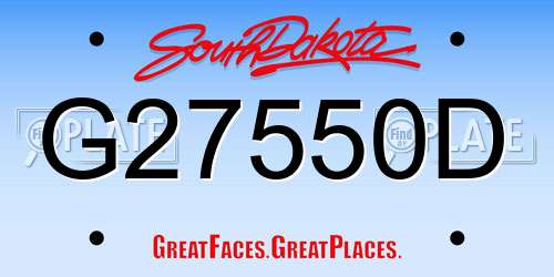 G27550D South Dakota License Plate