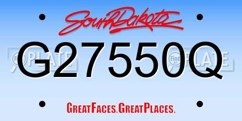 G27550Q South Dakota License Plate