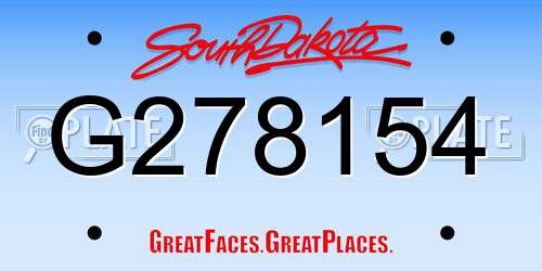 G278154 South Dakota License Plate