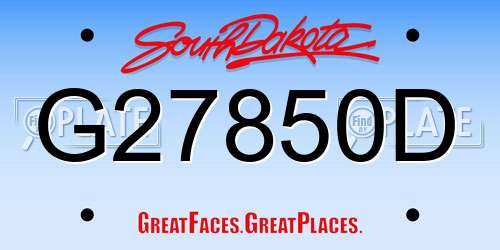 G27850D South Dakota License Plate