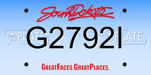 G2792I South Dakota License Plate