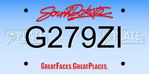 G279ZI South Dakota License Plate