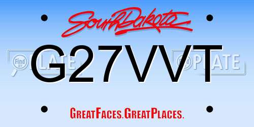 G27VVT South Dakota License Plate