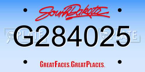 G284025 South Dakota License Plate