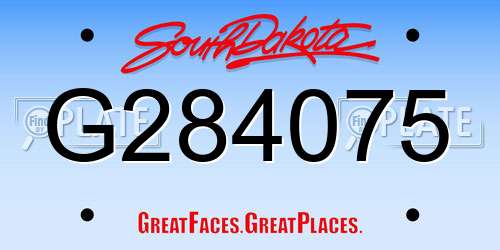 G284075 South Dakota License Plate