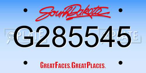 G285545 South Dakota License Plate