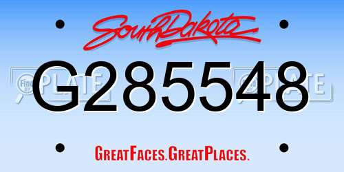 G285548 South Dakota License Plate